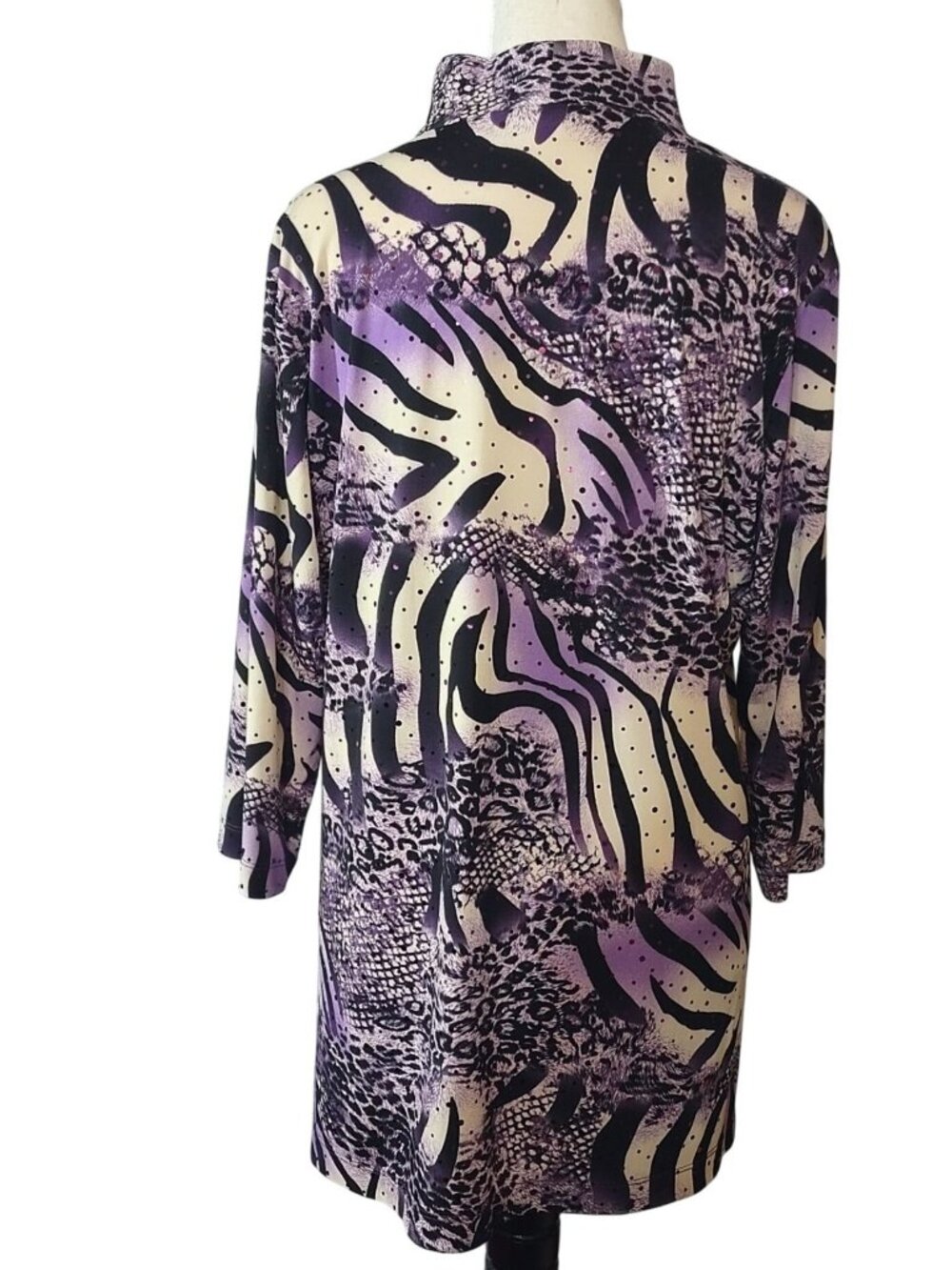 Susan Graver Womens Animal Print Tunic Top  Multicolor Zebra & Leopard -SMALL